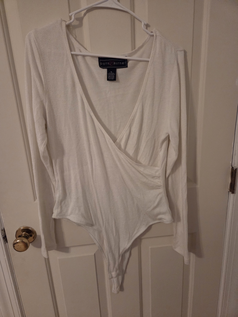 Polly & Esther Cream Wrap Long-Sleeve Bodysuit